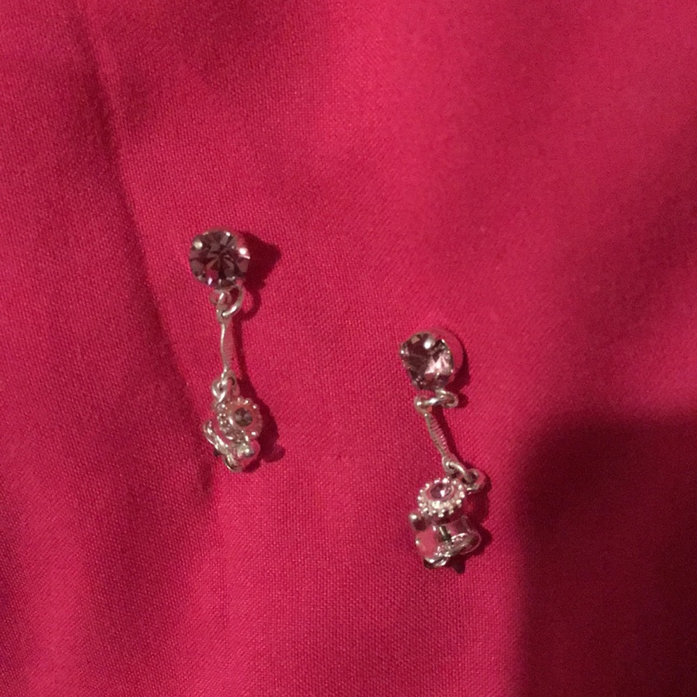 Silver and tan earrings